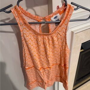 Old Navy women's racerback tank top, orange and white print, xs